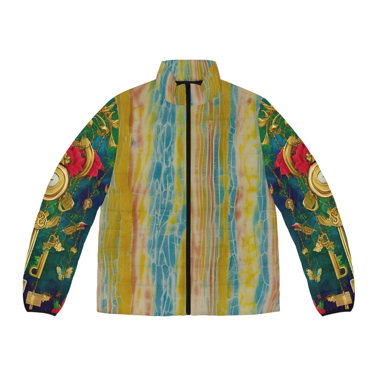 Flower Floral Puffer Jacket | Standup Collar Jacket | Yan Acq Apparel