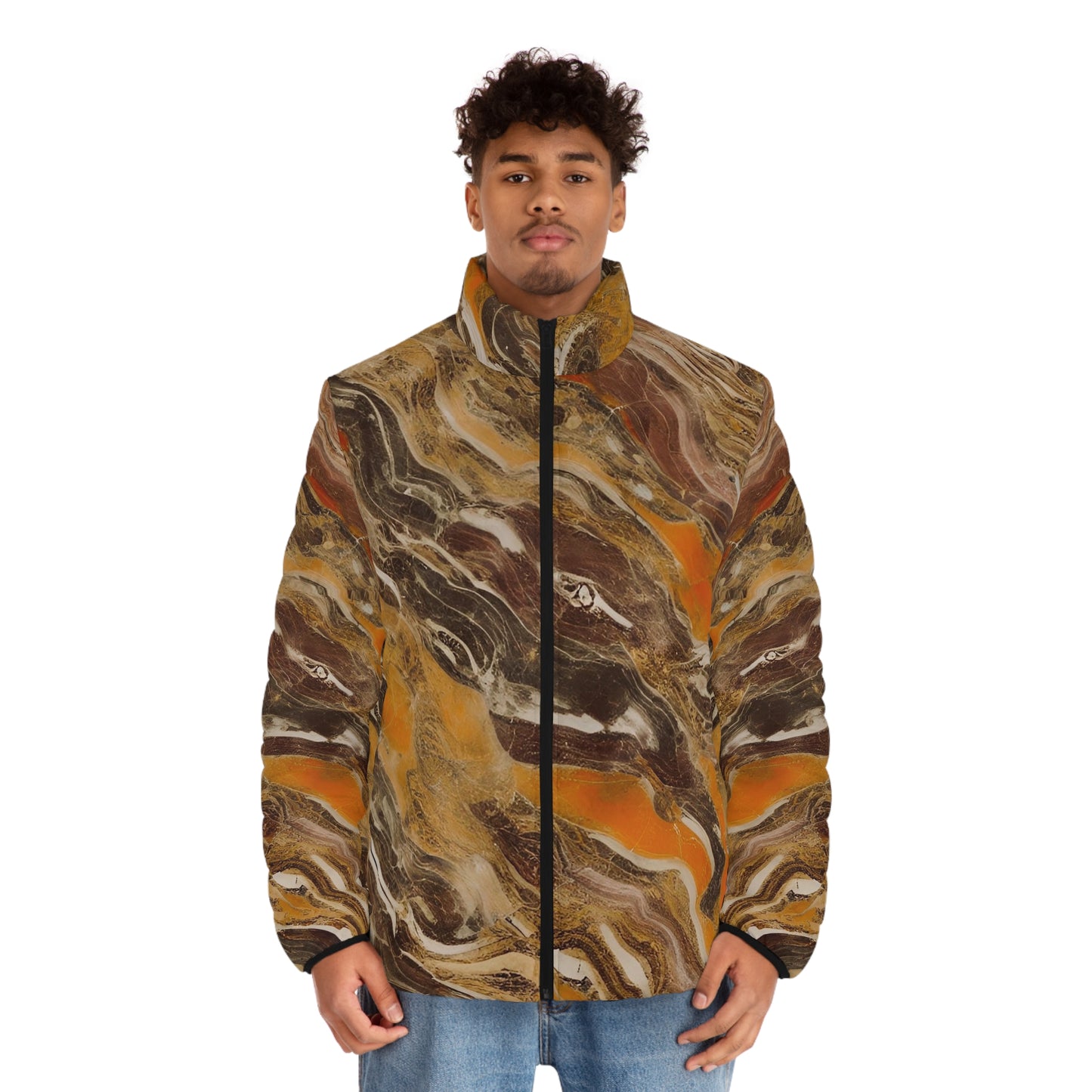Unisex Puffer Jacket | Orange Remix Puffer Jacket | Yan Acq Apparel