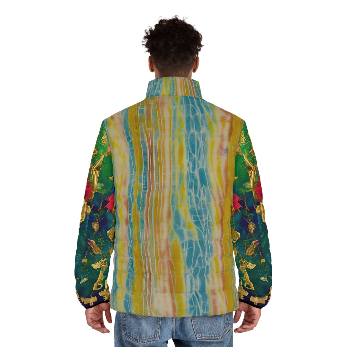Flower Floral Puffer Jacket | Standup Collar Jacket | Yan Acq Apparel