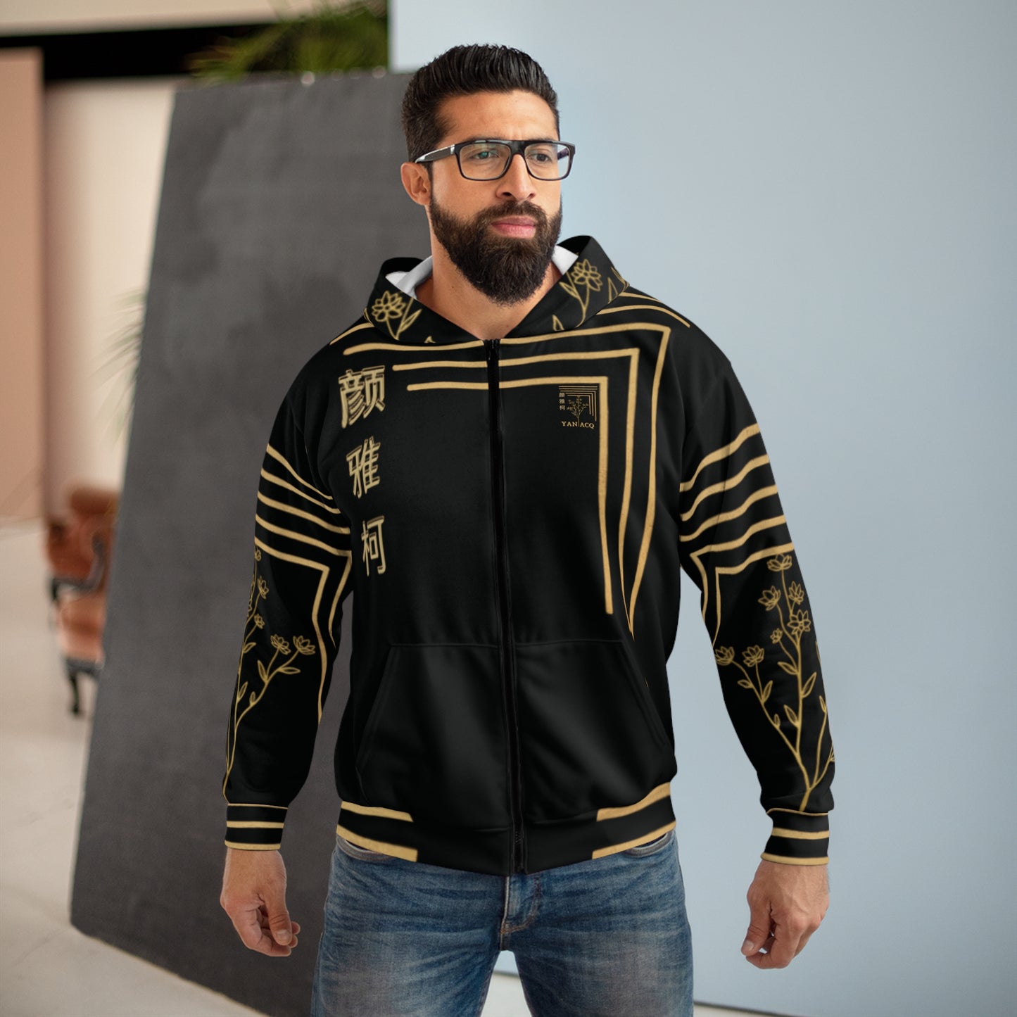 Black Winter Jacket | Long Sleeve Length Jacket | Yan Acq Apparel