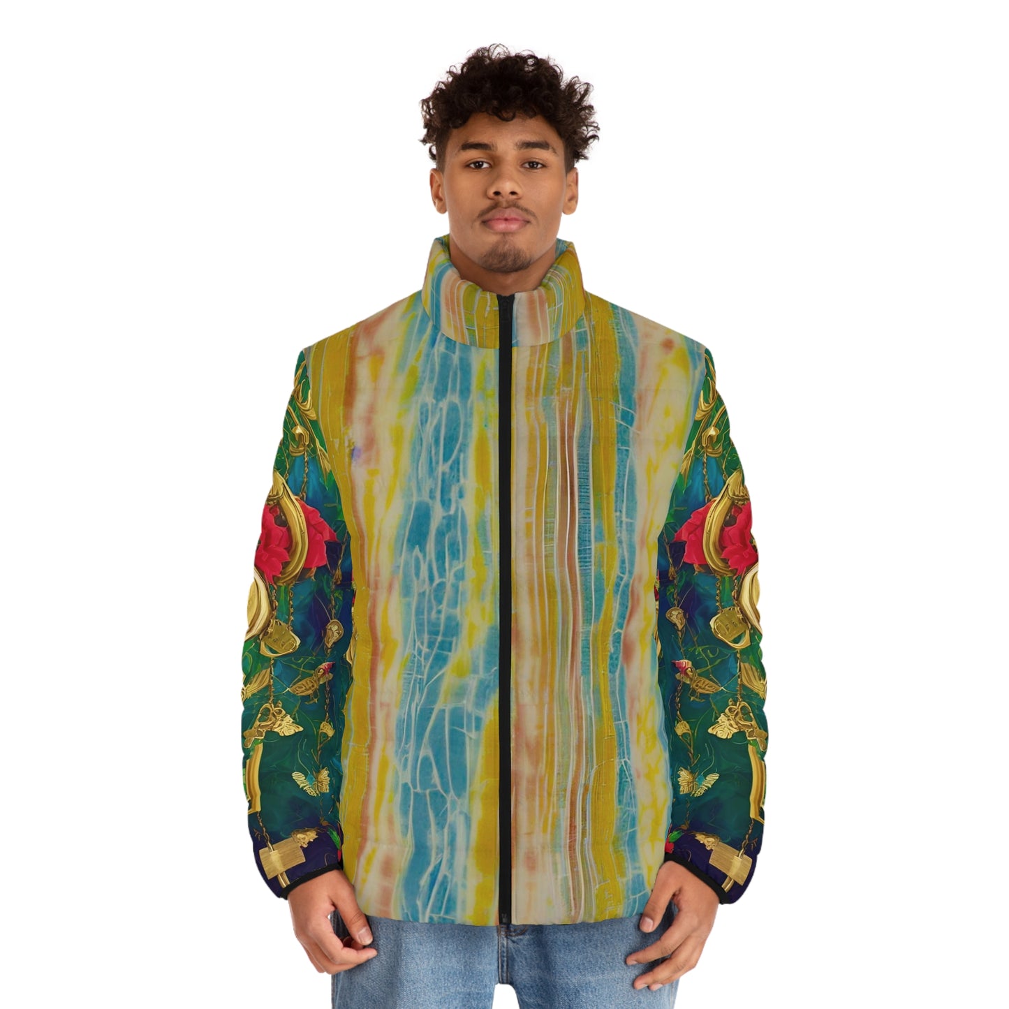 Flower Floral Puffer Jacket | Standup Collar Jacket | Yan Acq Apparel