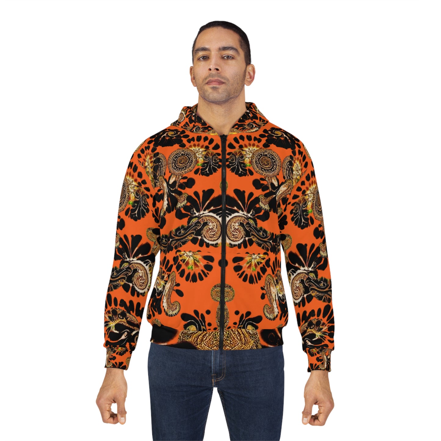 Zipped Fleece Jacket | Orange Fleece Jacket | Yan Acq Apparel