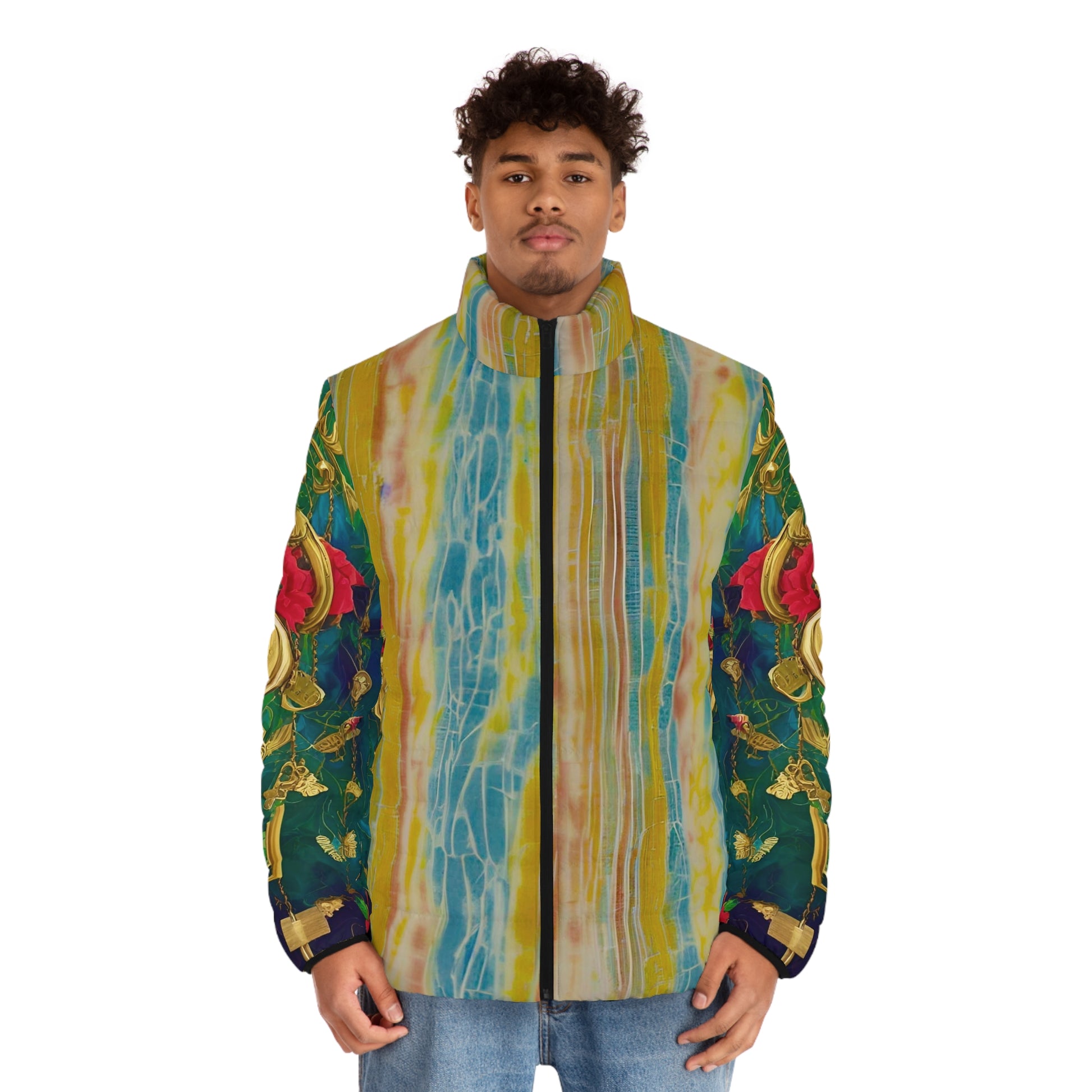 Flower Floral Puffer Jacket | Standup Collar Jacket | Yan Acq Apparel